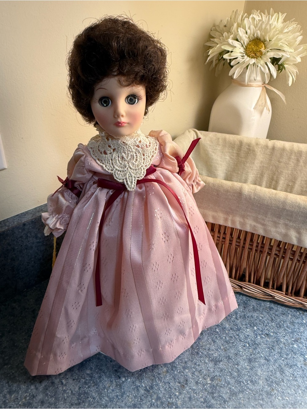 Vintage-effanbee doll- Pink with Lace Collar